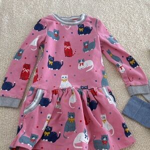 Mini Boden kitty sweatshirt dress Gray and Red Striped Trim Dress